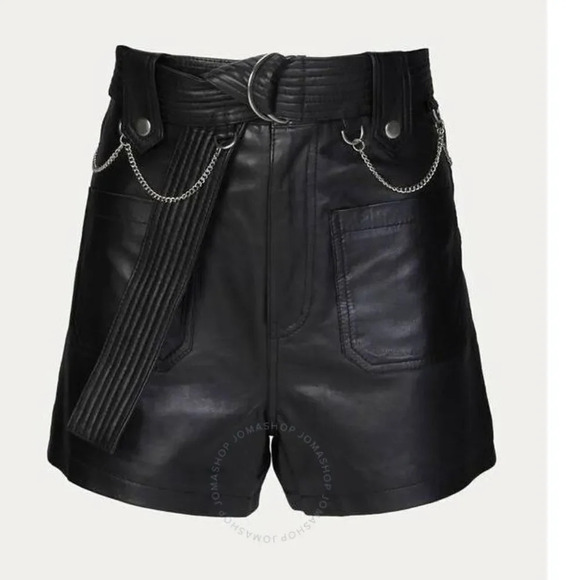 The Kooples Pleated Leather Shorts - Picture 1 of 11